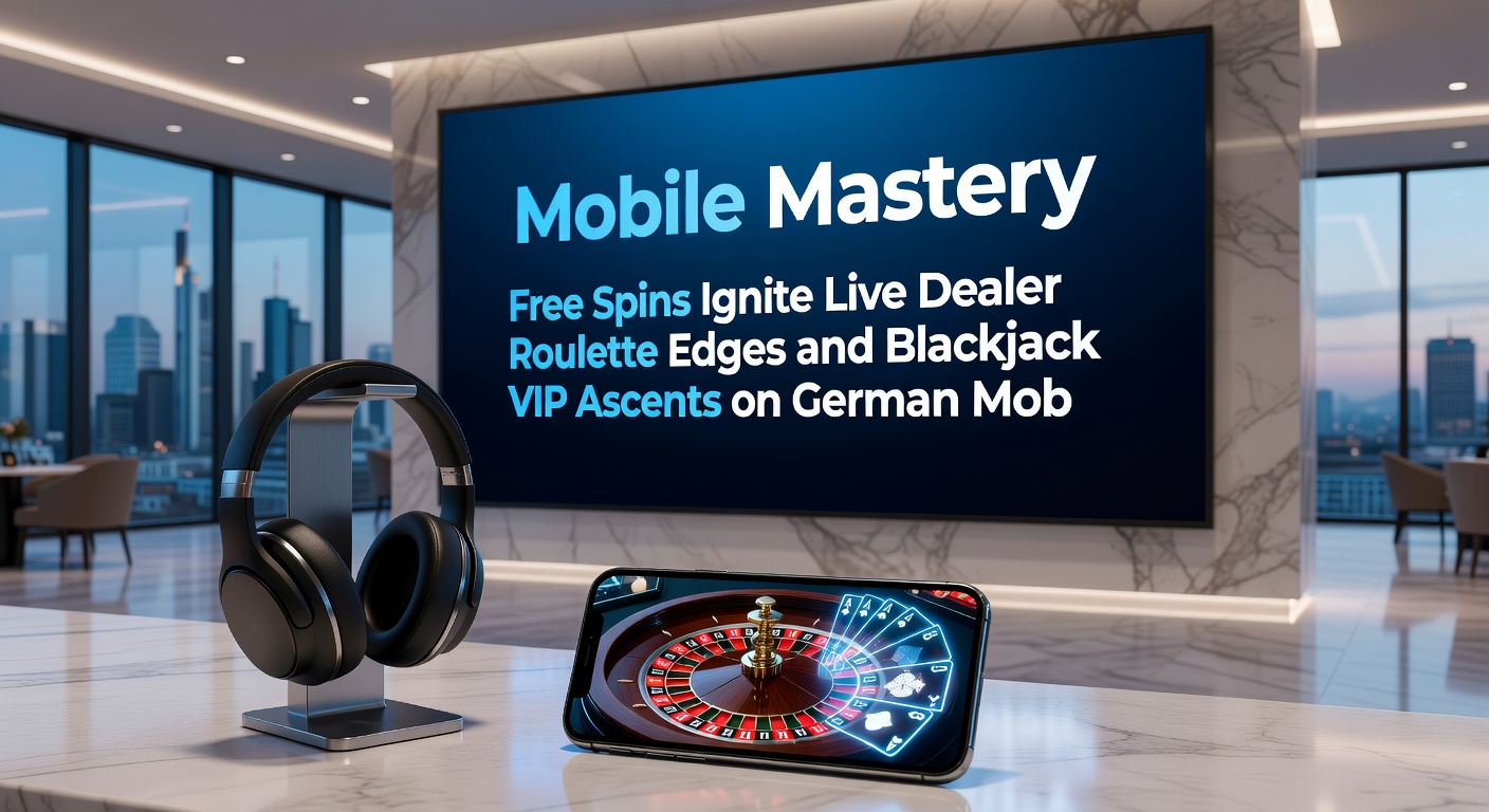 VIP-Blackjack-Tisch auf Mobile-Gerät mit Free-Spins-Win-Anzeige und Roulette-Rad im Hintergrund
